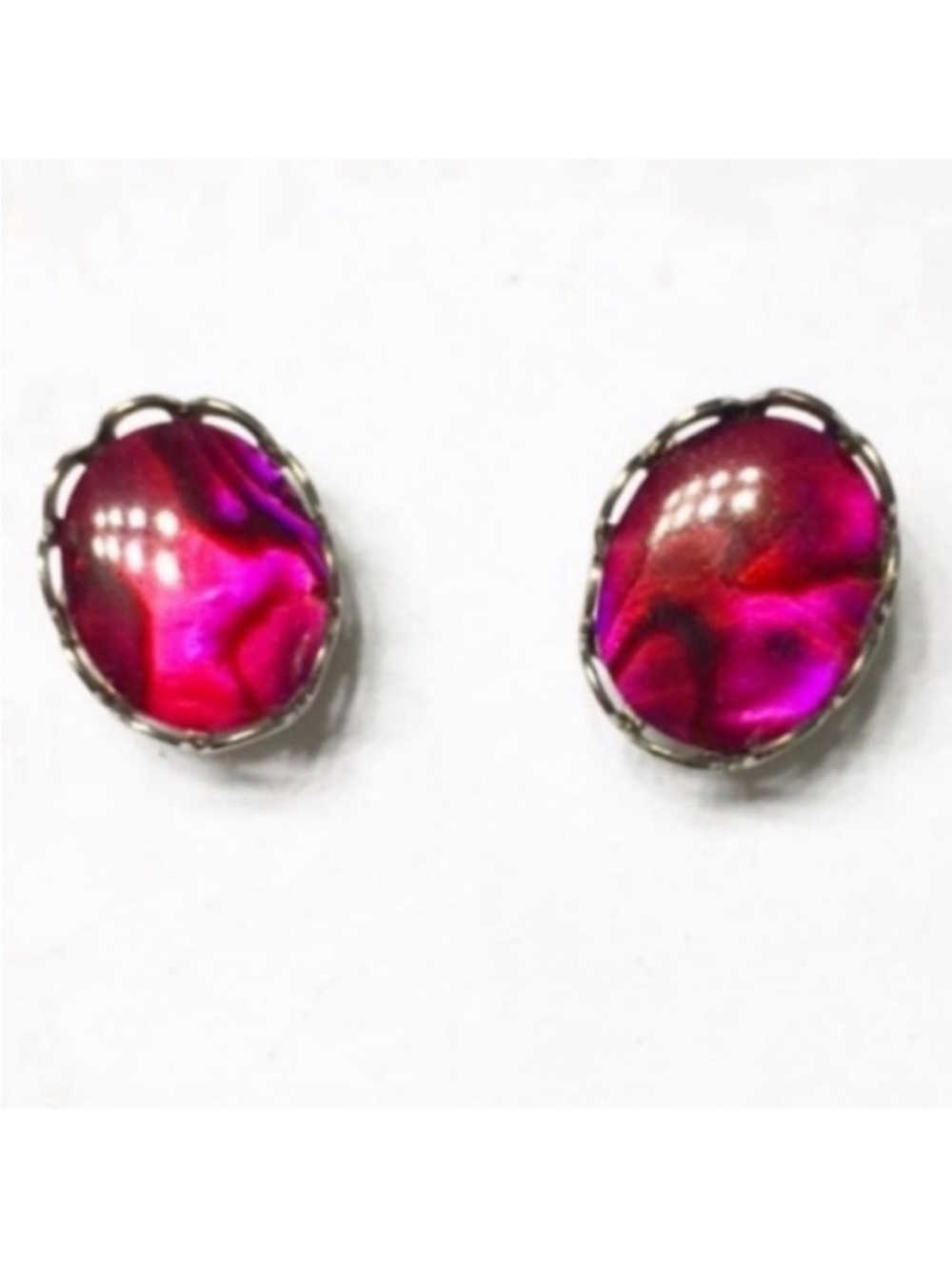 Vintage purple amethyst oval stud earrings